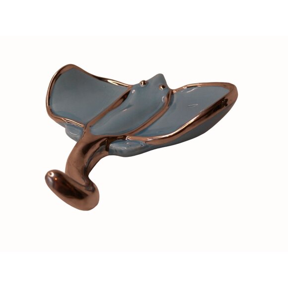 Vintage Rare Art Glass Manta Ray Stingray Aqua and Silver Beautiful - Picture 3 of 7